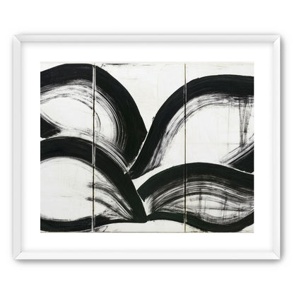 Black arcs across white panels