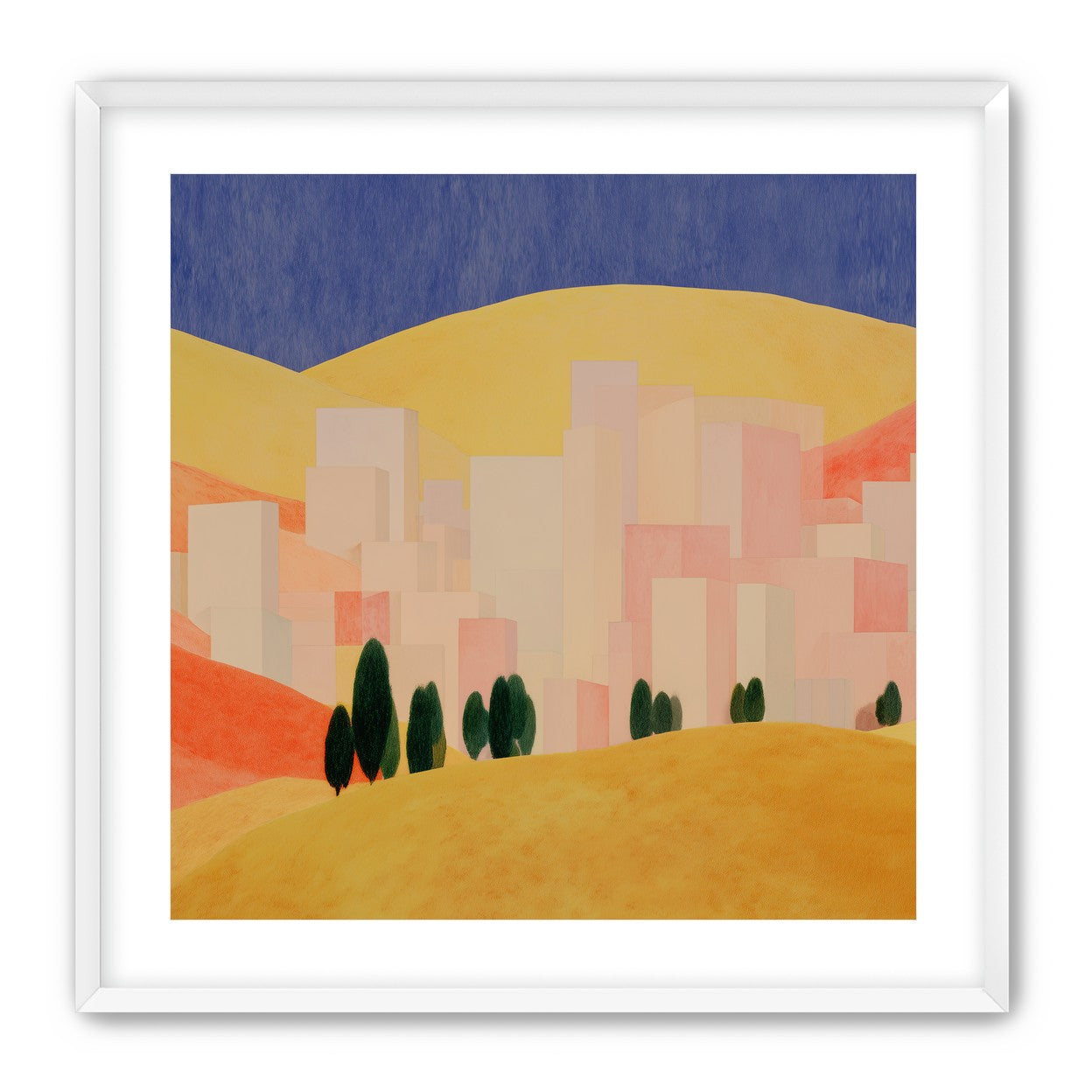 Blue sky over peach city