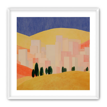 Blue sky over peach city