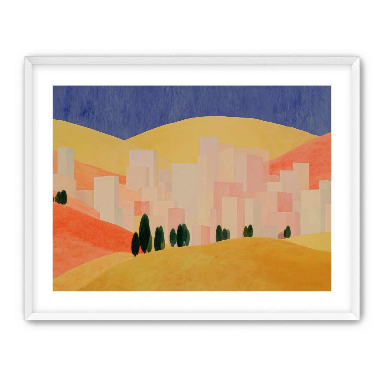 Blue sky over peach city