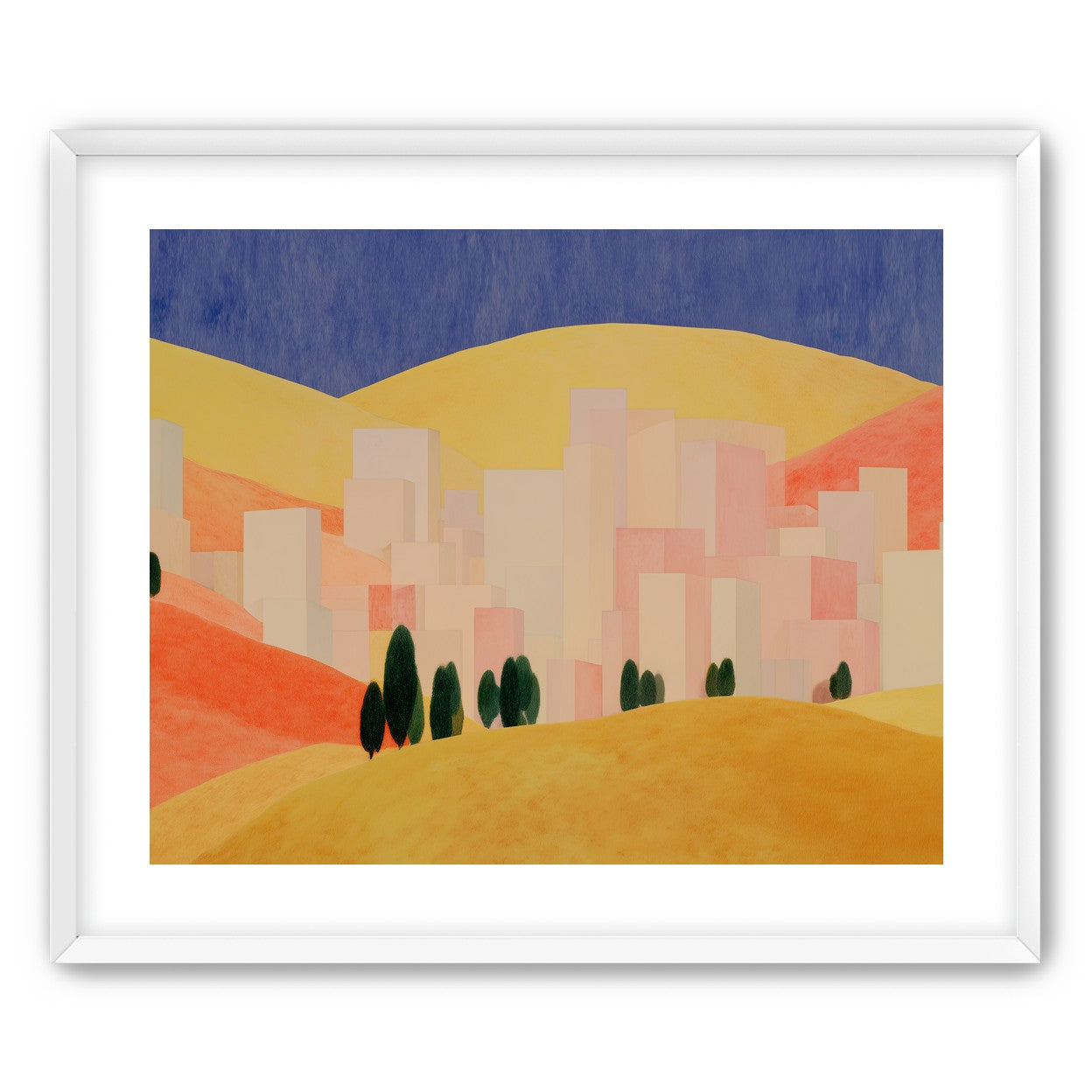 Blue sky over peach city