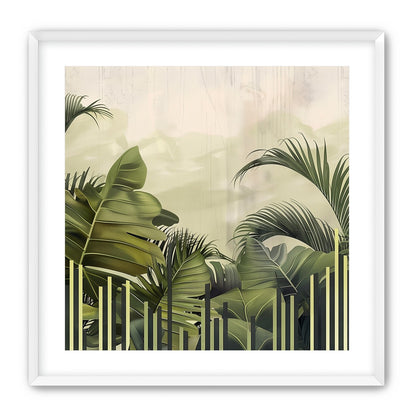 Pale sky over green fronds