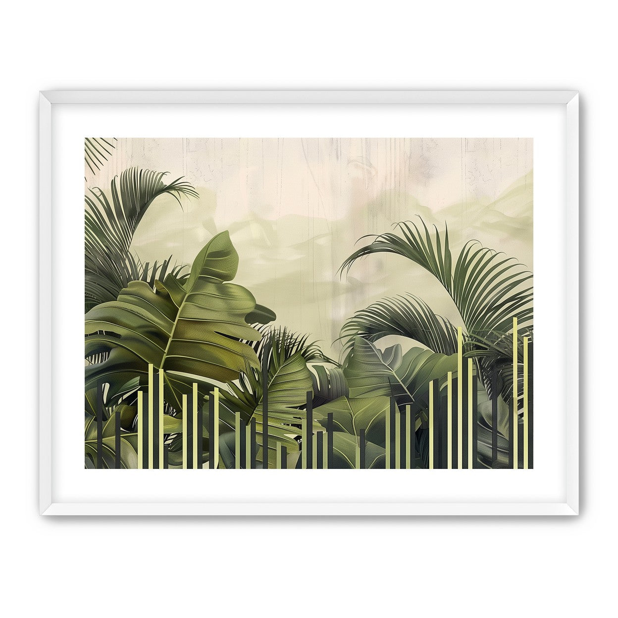 Pale sky over green fronds
