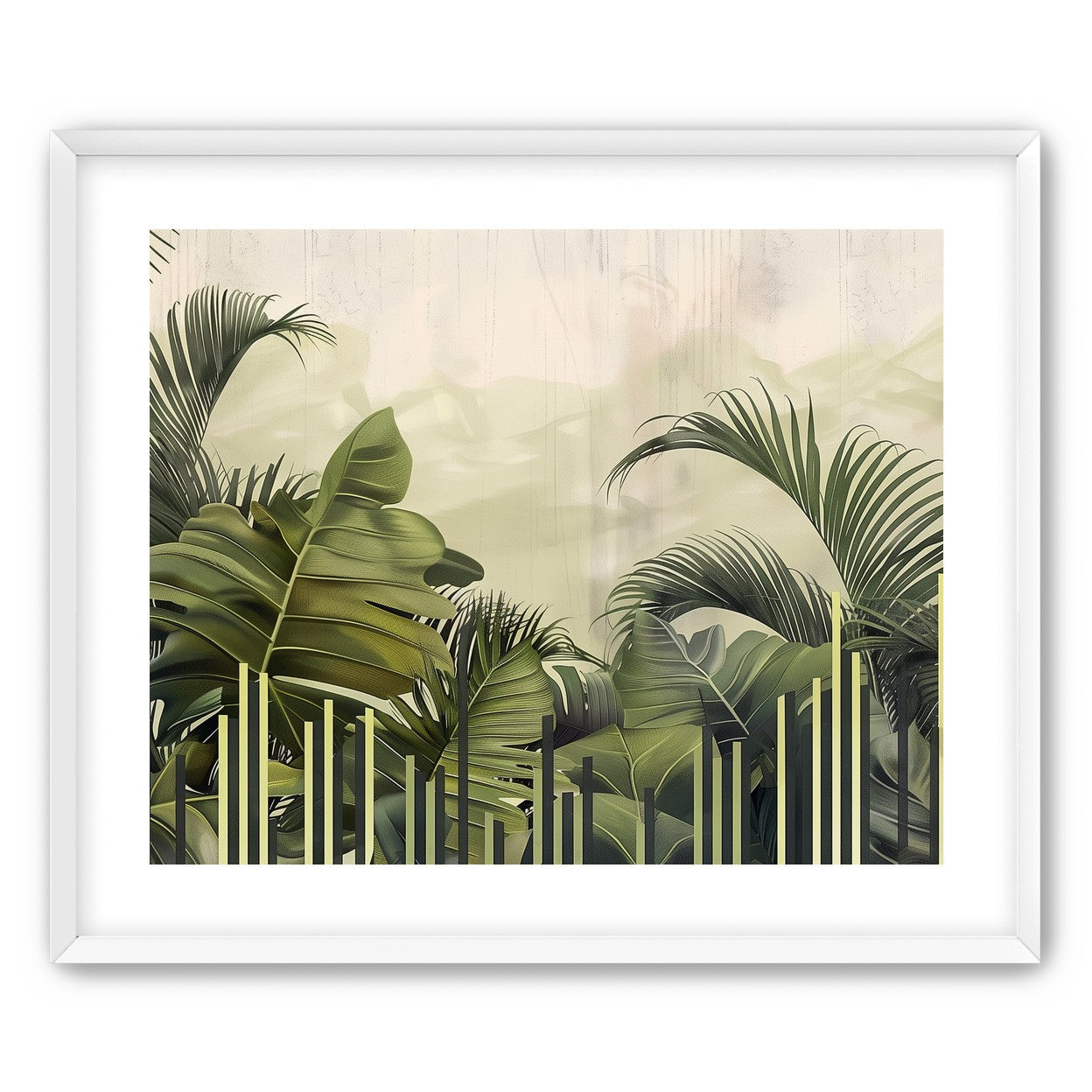 Pale sky over green fronds