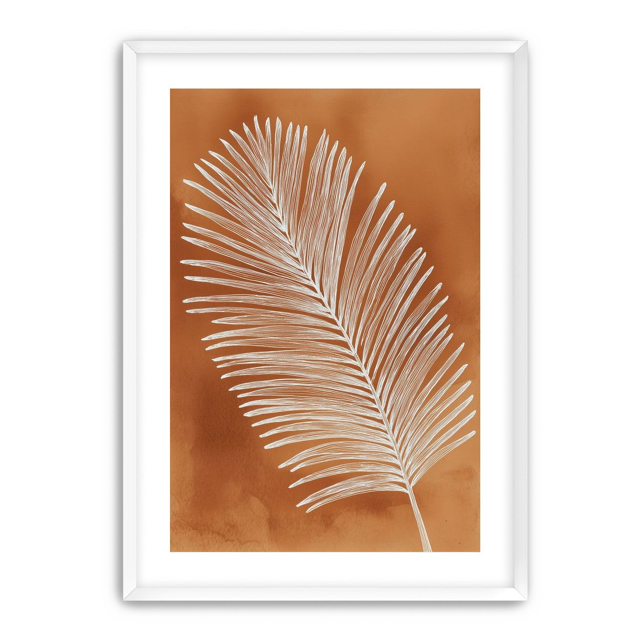 Palm frond in white ink