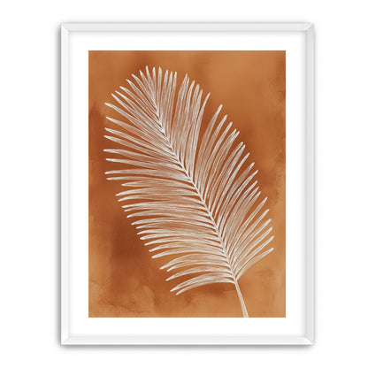 Palm frond in white ink