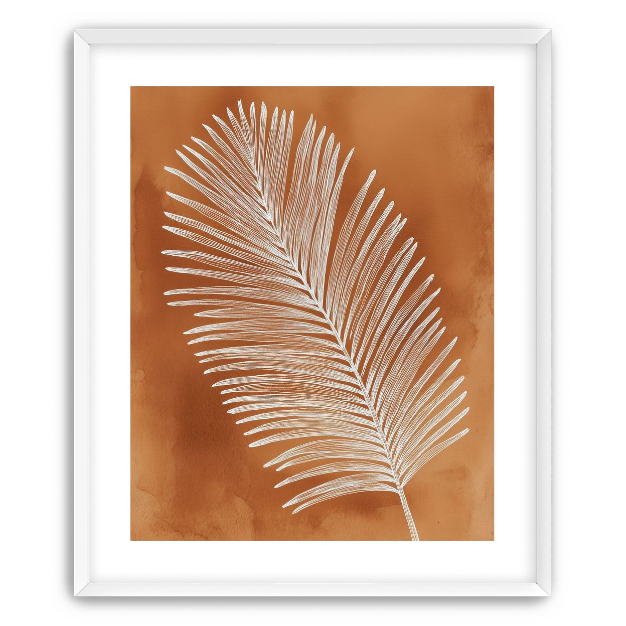 Palm frond in white ink