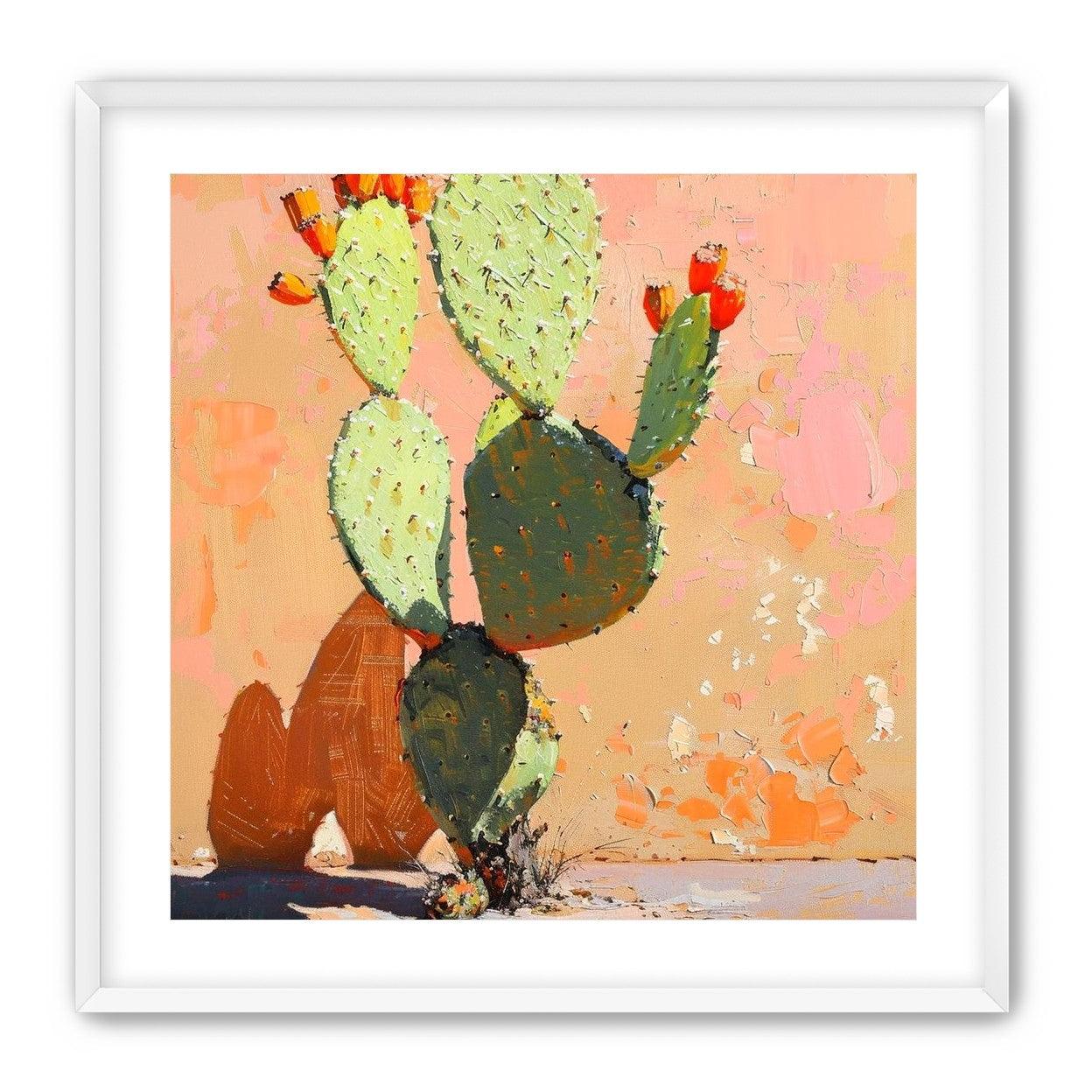 Prickly pear in sunlit plaster