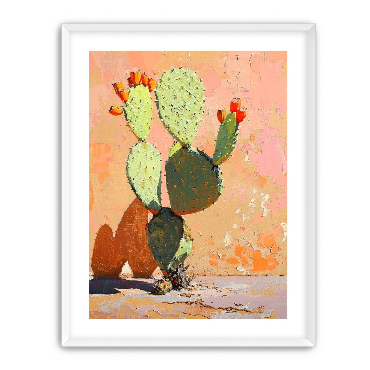 Prickly pear in sunlit plaster