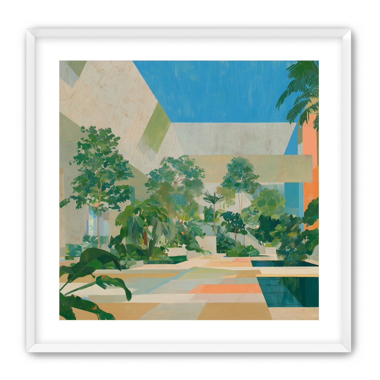 Courtyard where trees meet walls