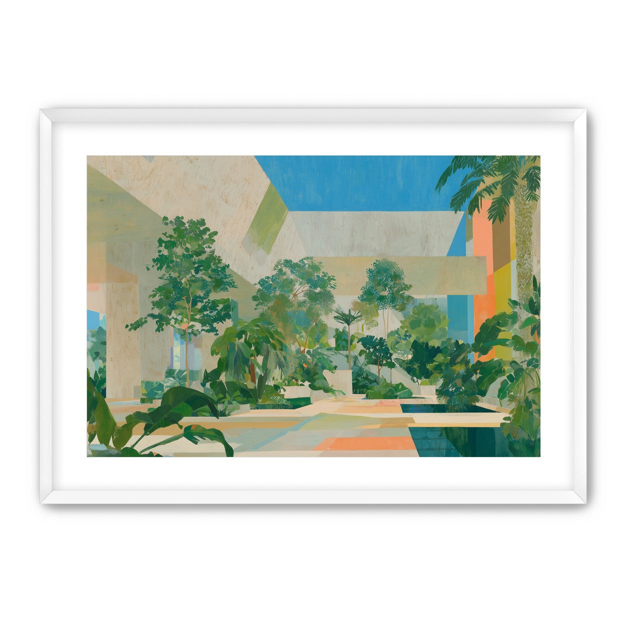 Courtyard where trees meet walls