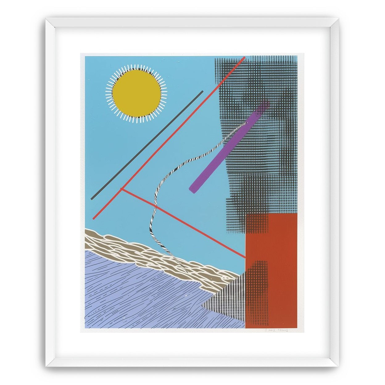 Yellow disc and crossed lines