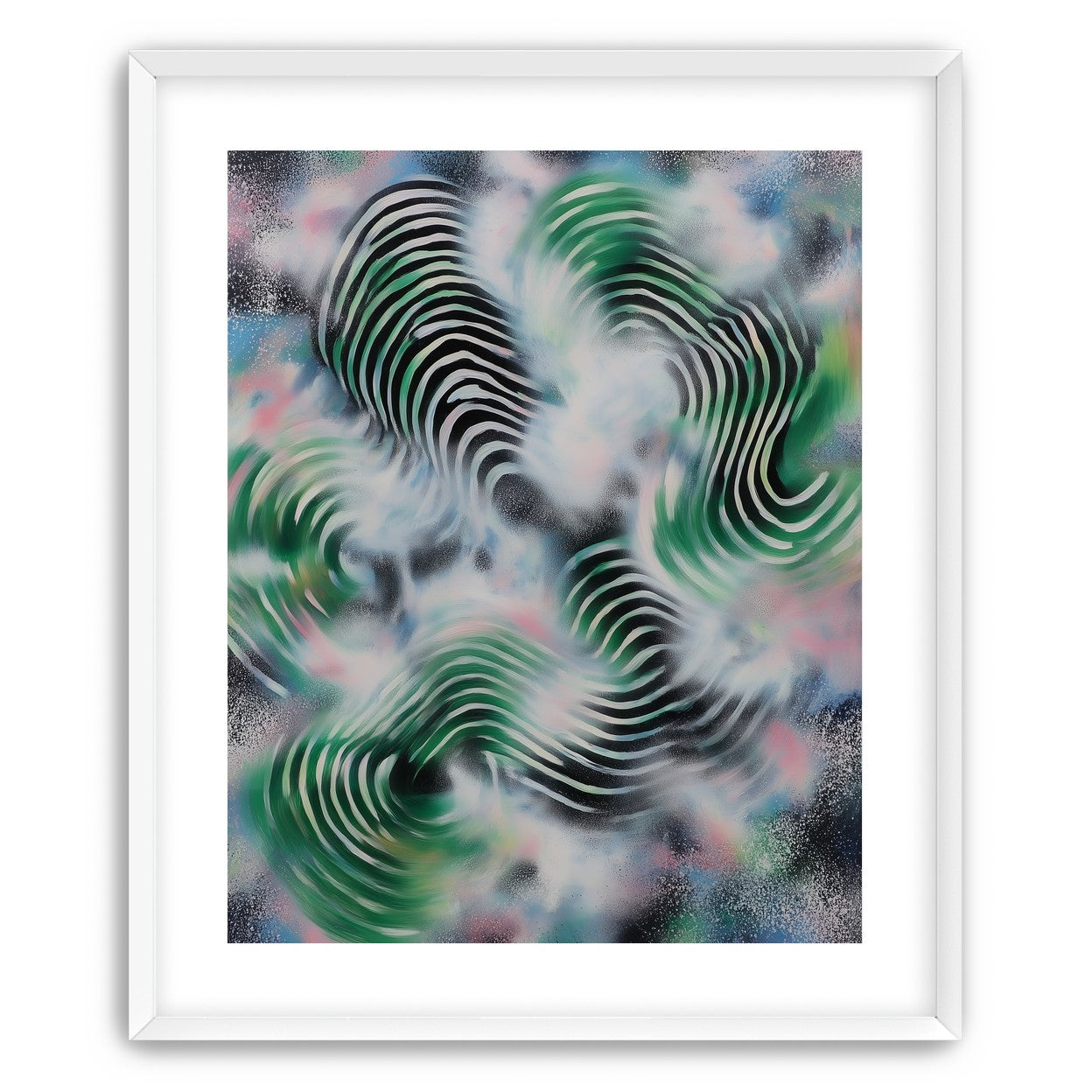 Bands turning through haze