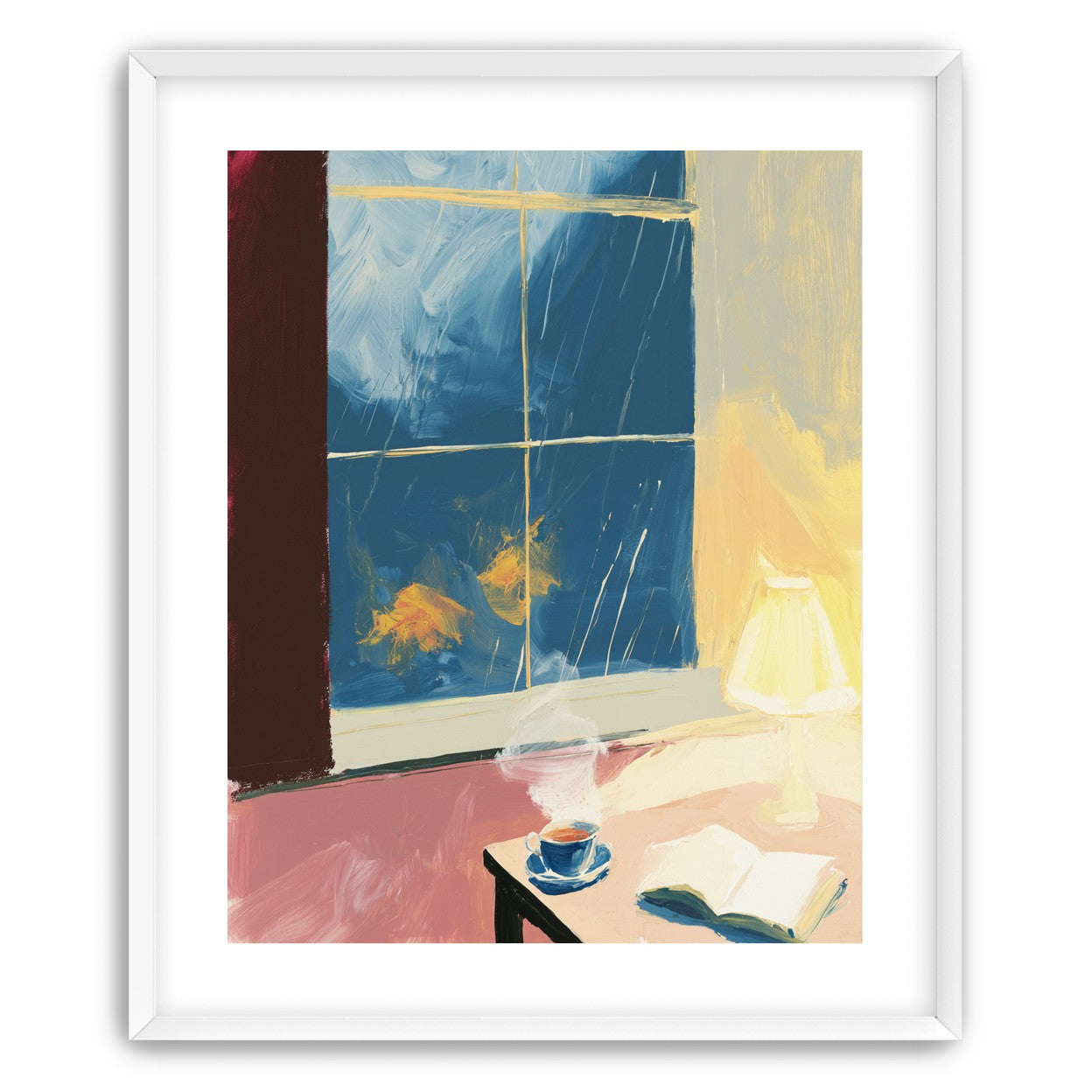 Lamplight on the rainy window
