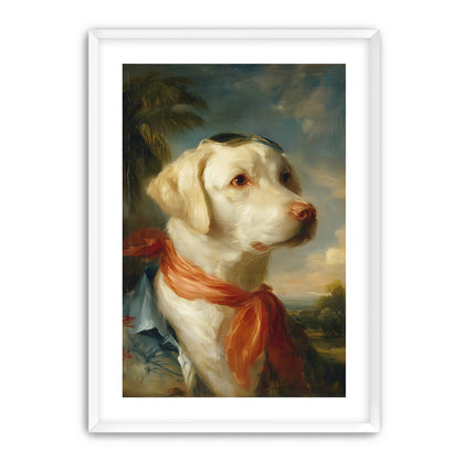 White dog in red scarf