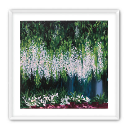 Pale blossoms in green shade