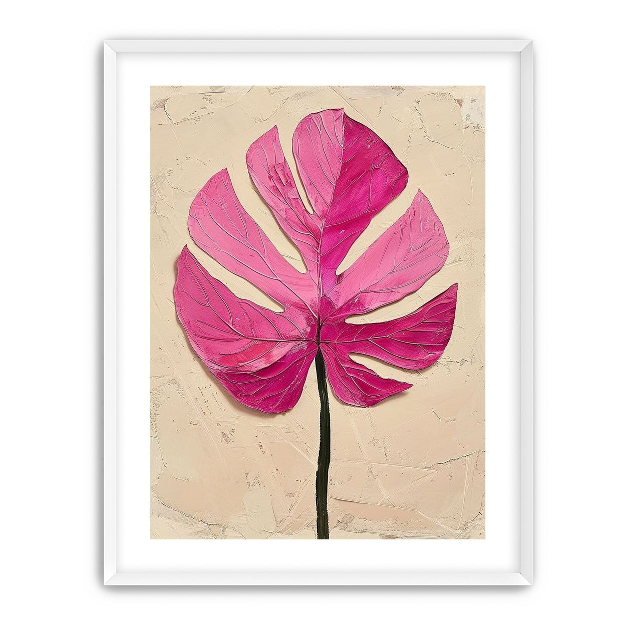 Pink leaf on plaster white