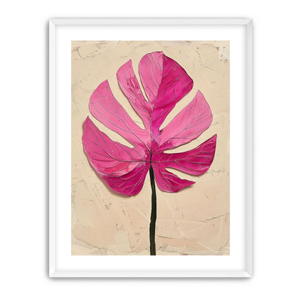 Pink leaf on plaster white
