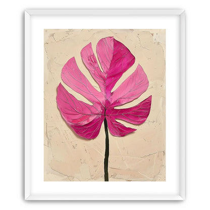 Pink leaf on plaster white
