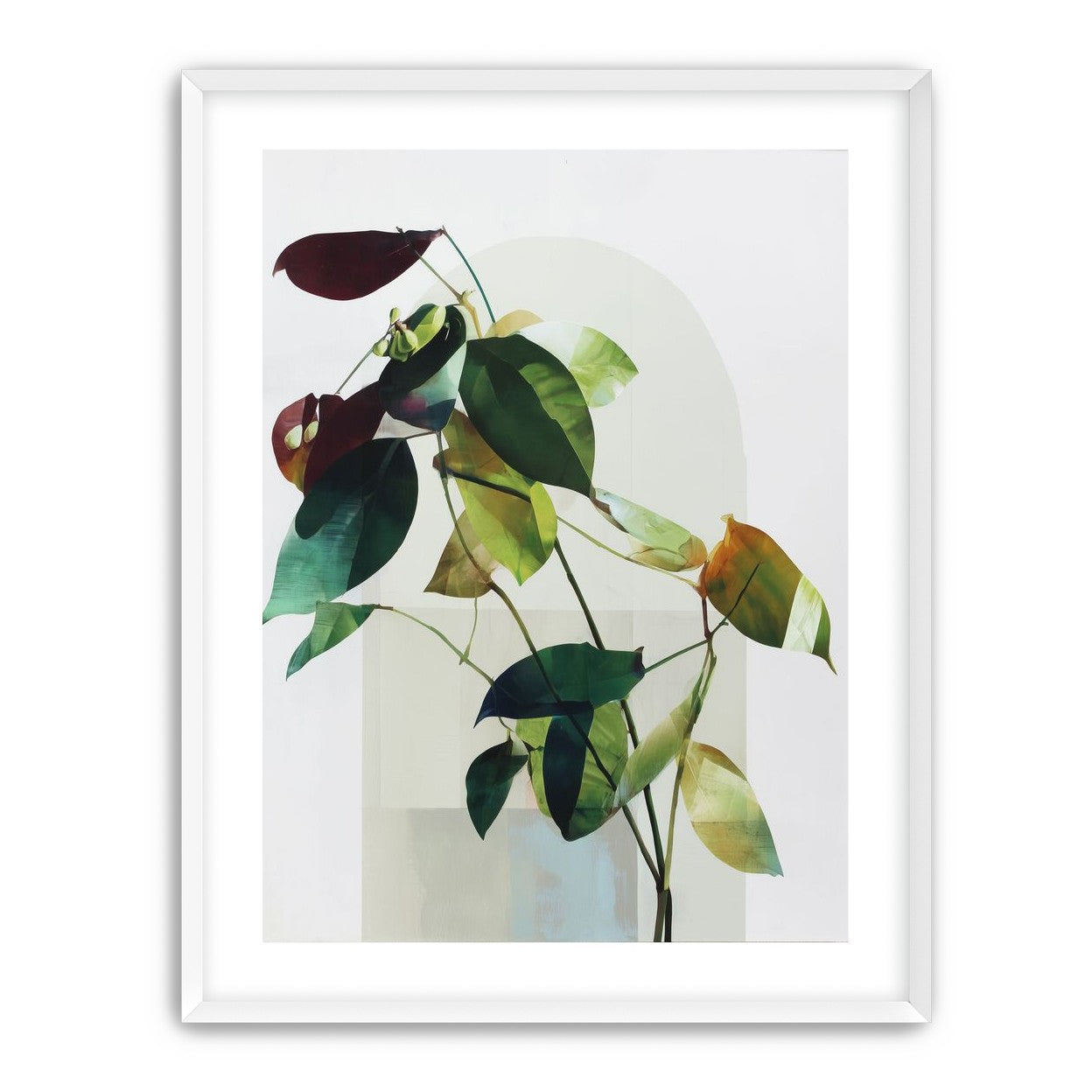 Leaves across a pale arch