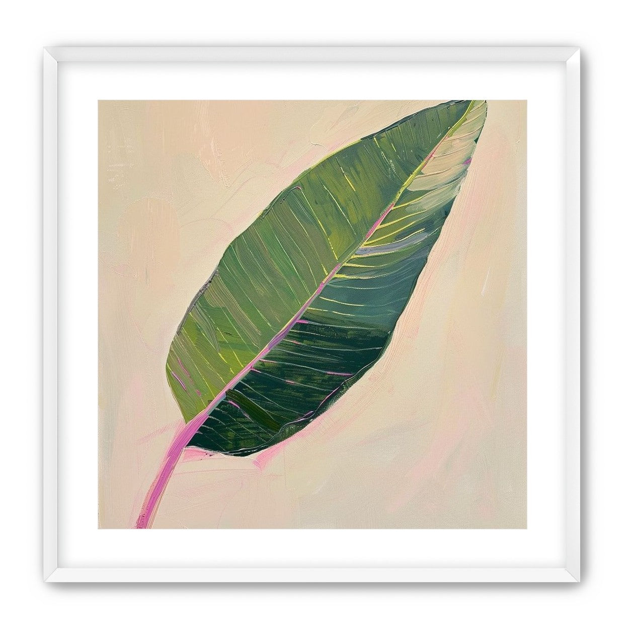 Green leaf with pink spine