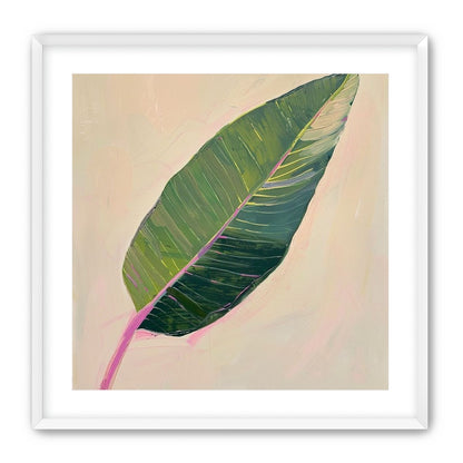 Green leaf with pink spine