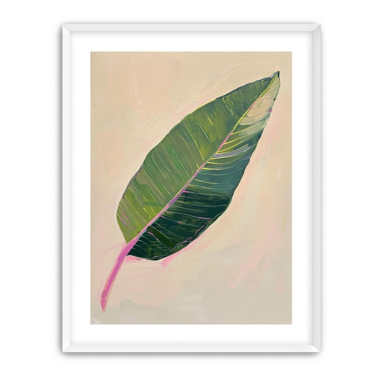 Green leaf with pink spine