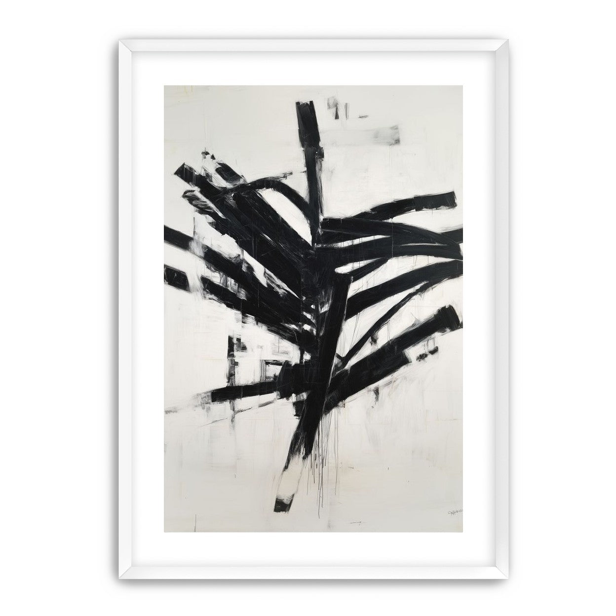 Black mass across white field