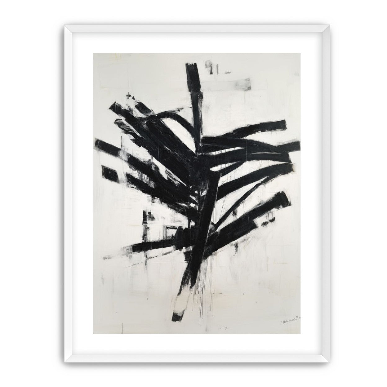 Black mass across white field