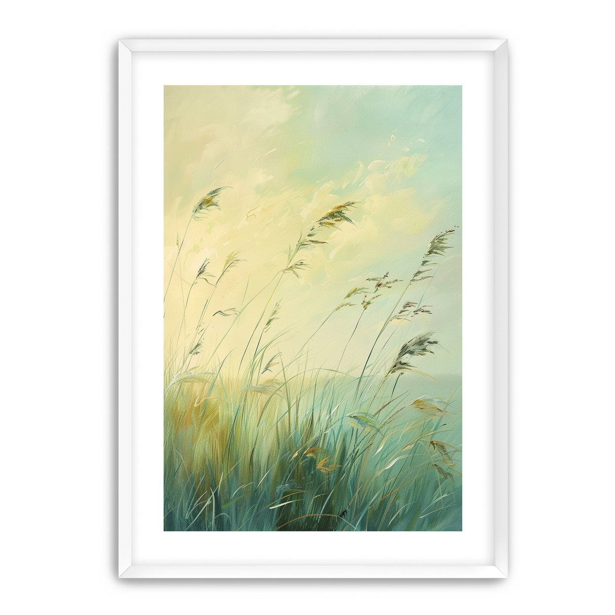 Windbent beach grass sky