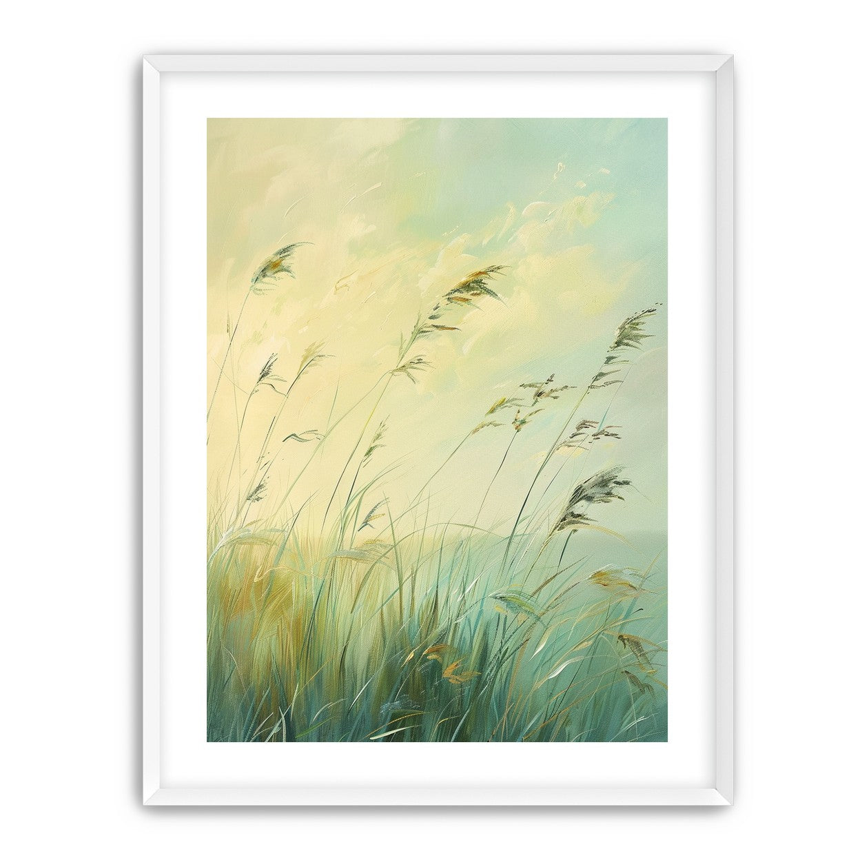 Windbent beach grass sky