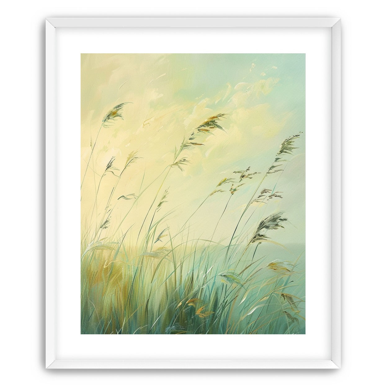 Windbent beach grass sky