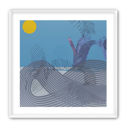 Yellow sun over striped hills