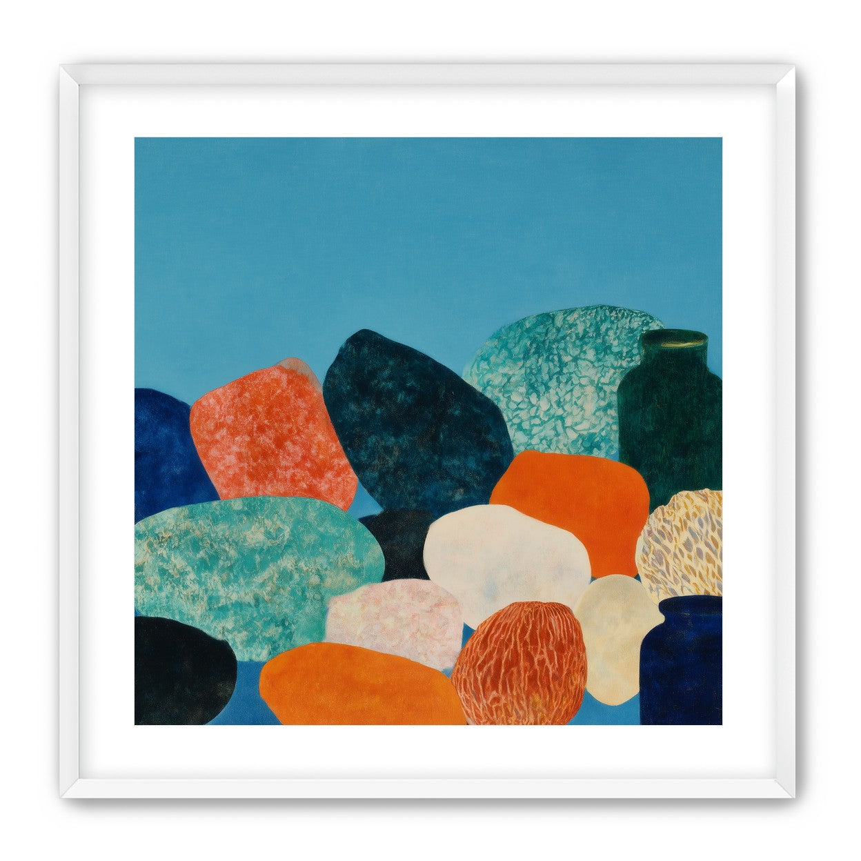 Stones beneath a blue field