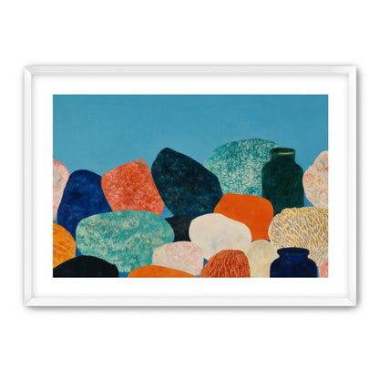 Stones beneath a blue field