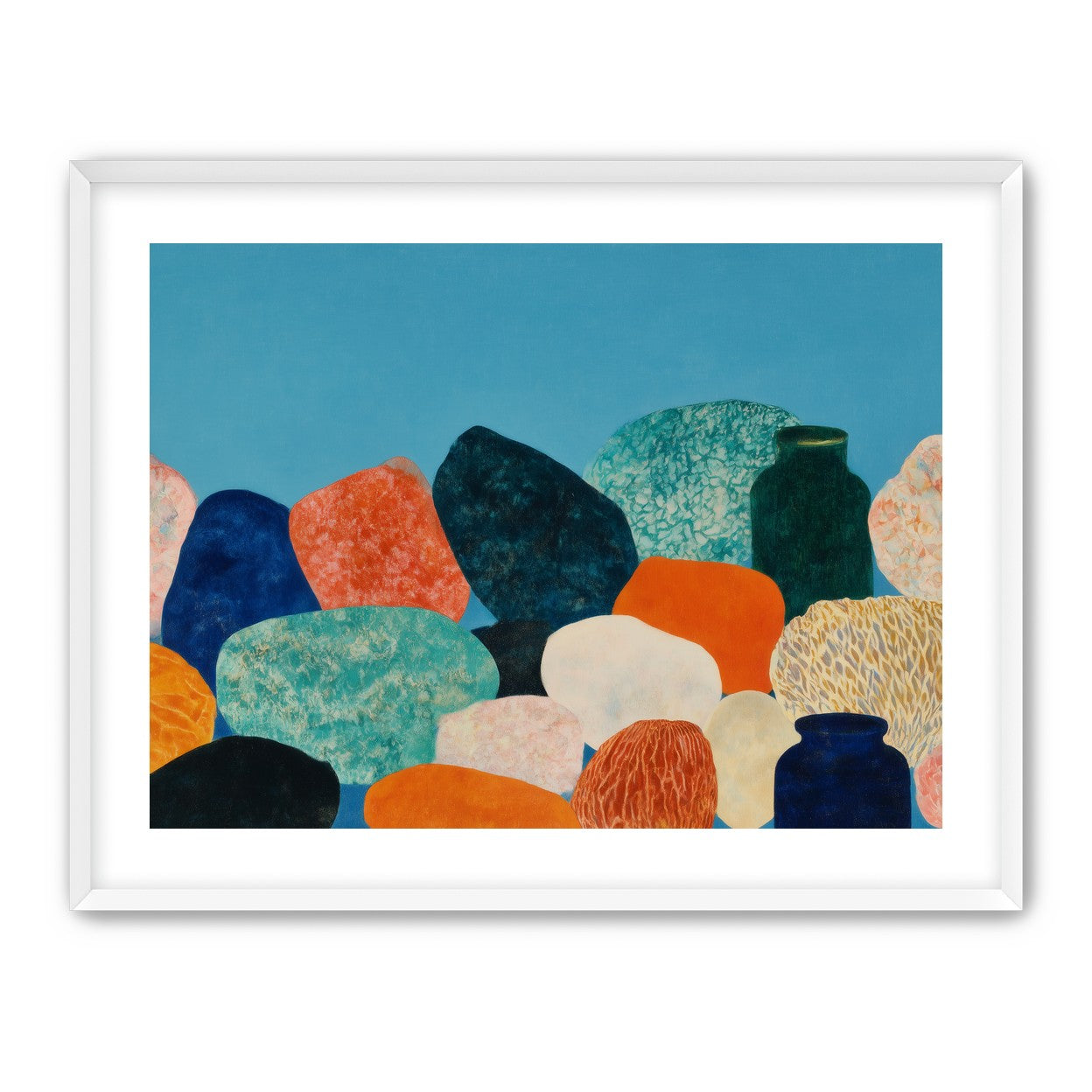 Stones beneath a blue field
