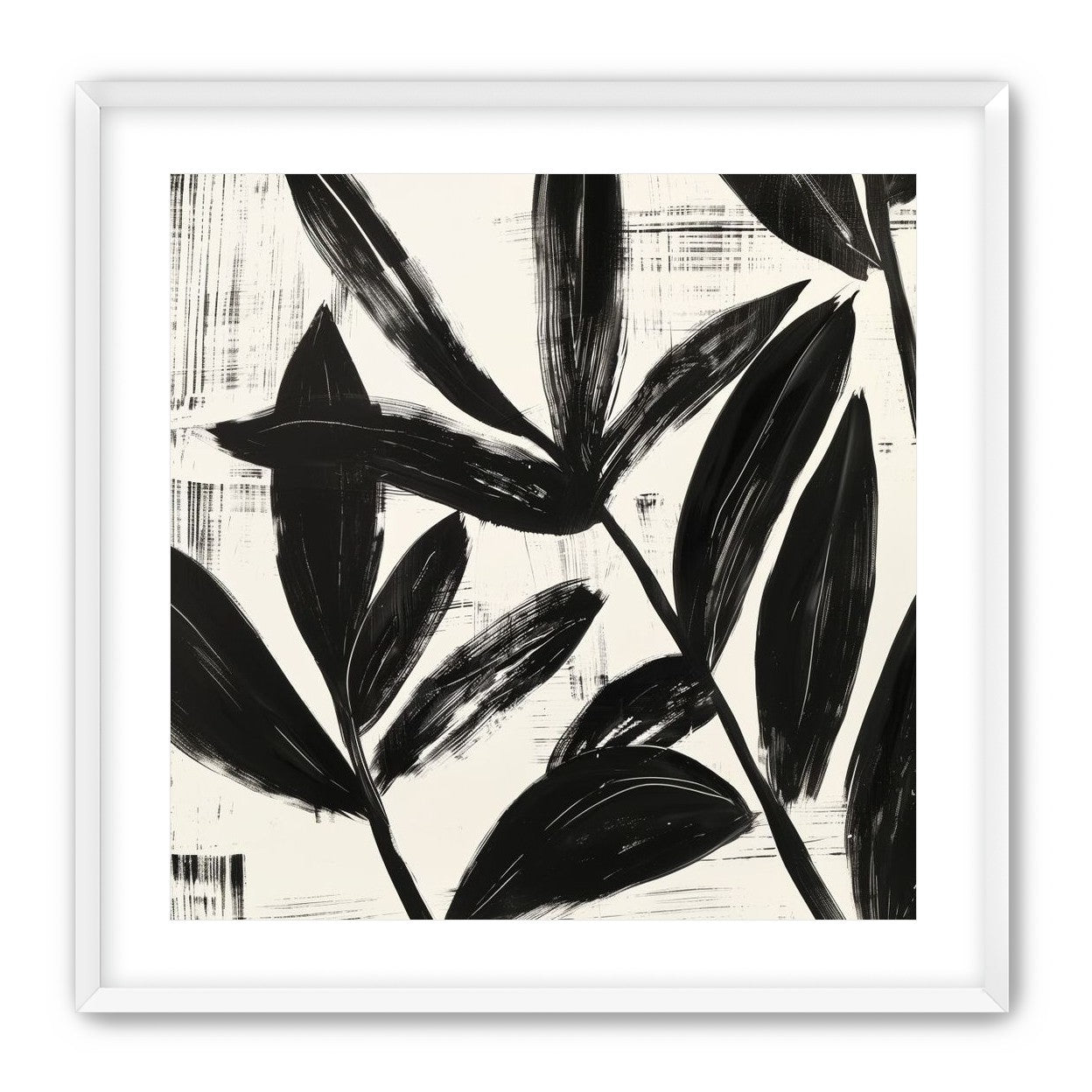 Black leaves on white grain