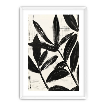 Black leaves on white grain