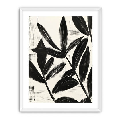 Black leaves on white grain