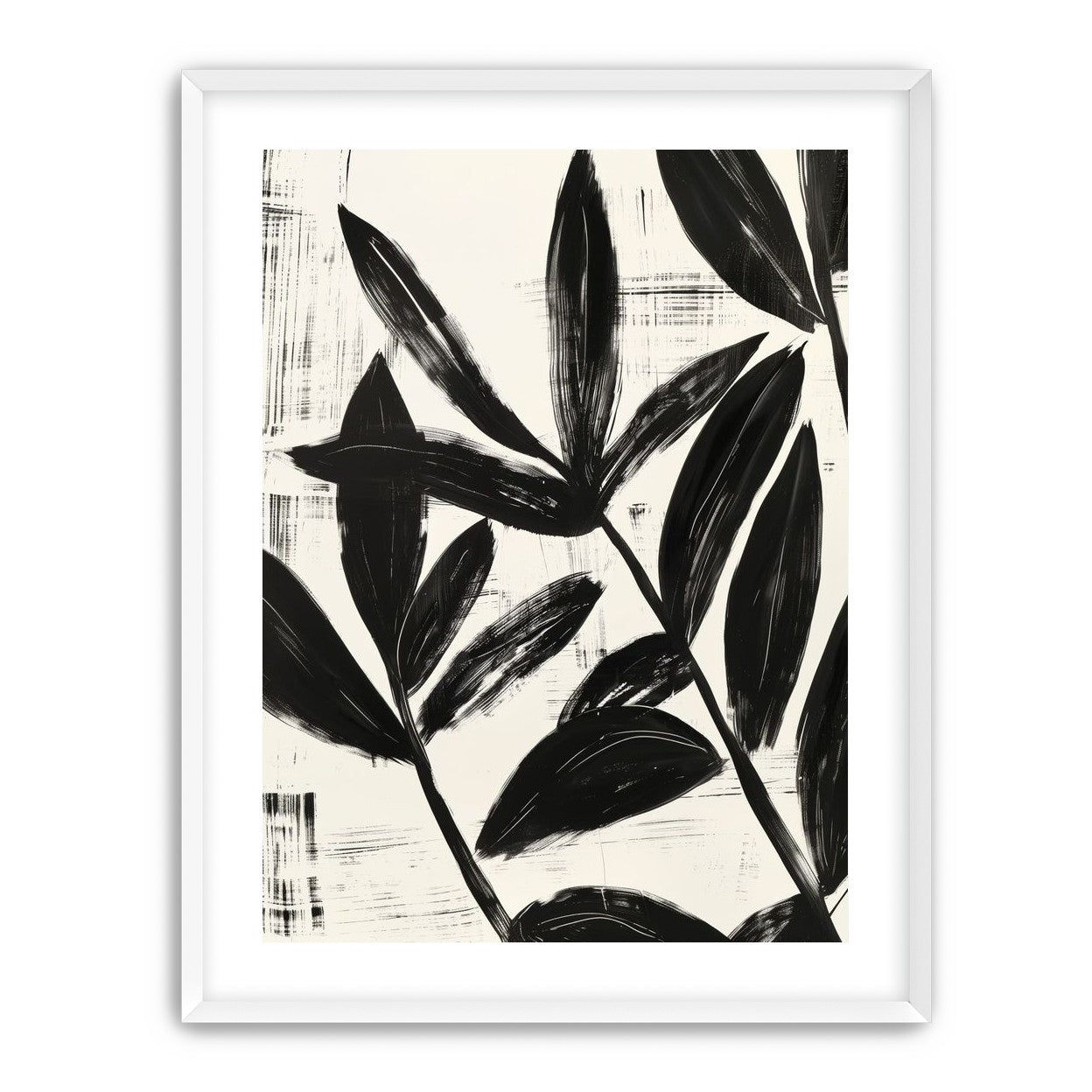 Black leaves on white grain
