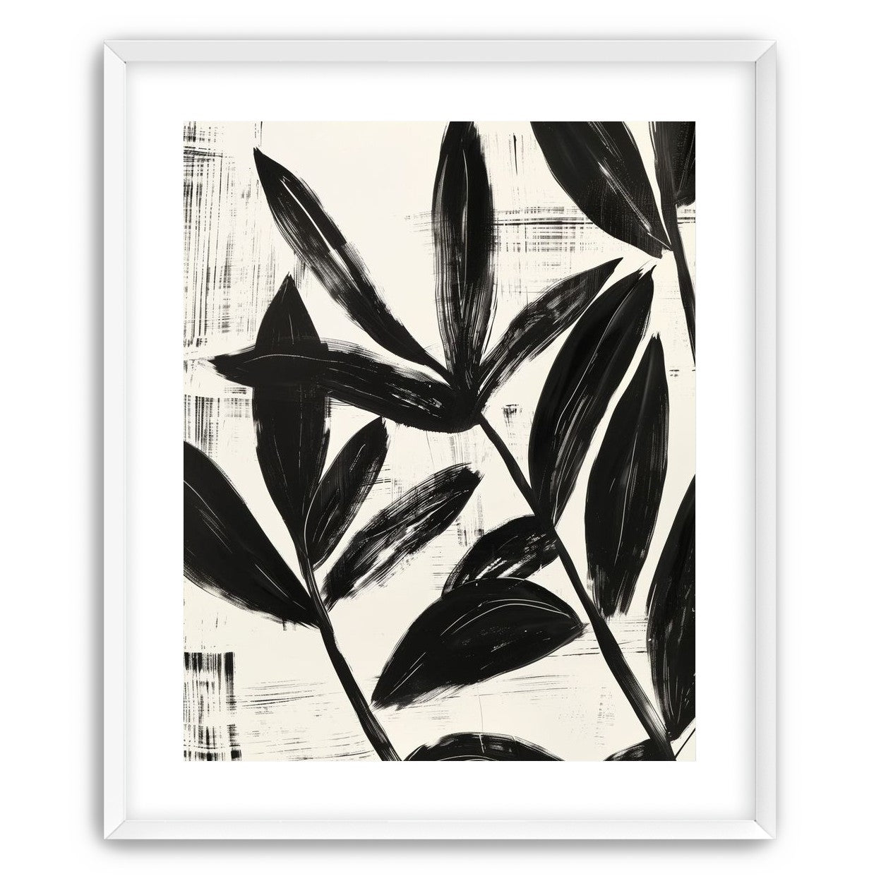 Black leaves on white grain