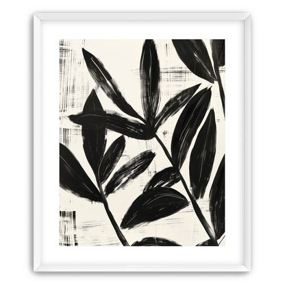 Black leaves on white grain