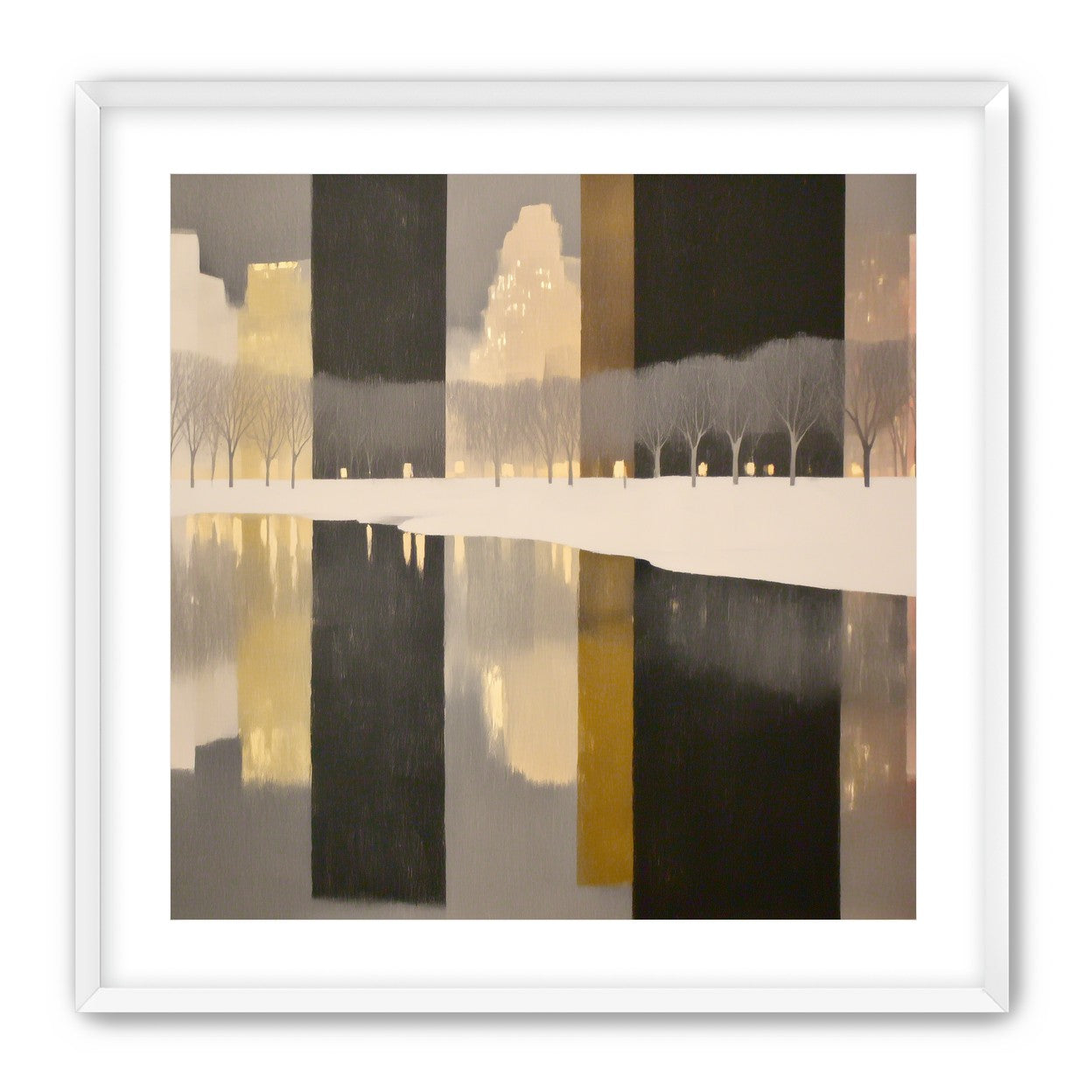 City lights in winter water
