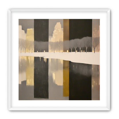 City lights in winter water