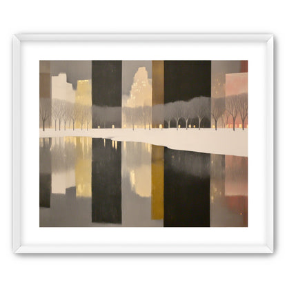 City lights in winter water