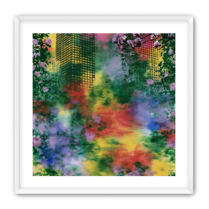 Blossoms over rainbow glass
