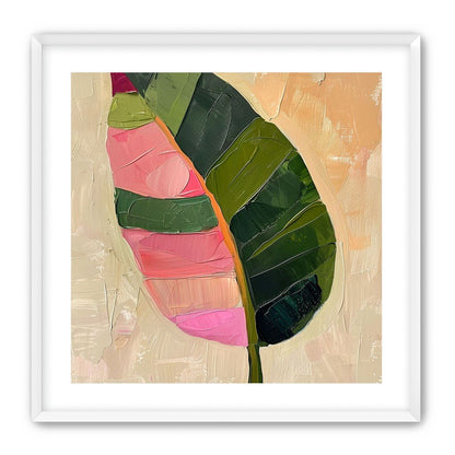 Pink light on a green leaf