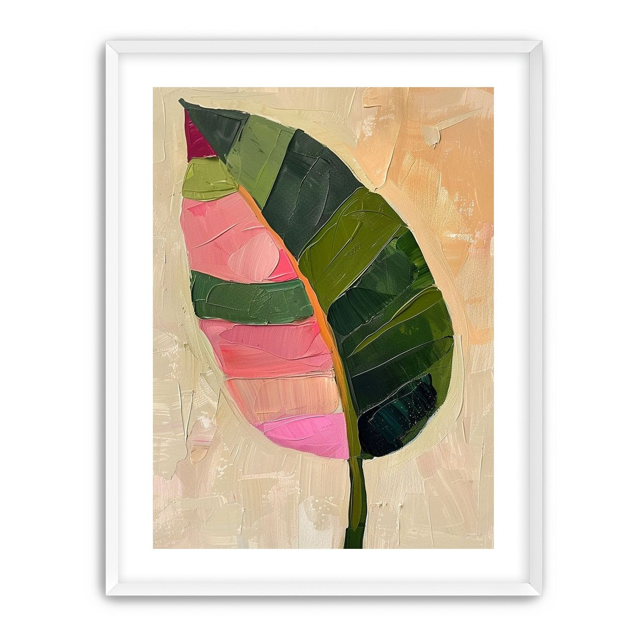 Pink light on a green leaf