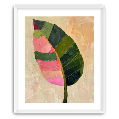 Pink light on a green leaf