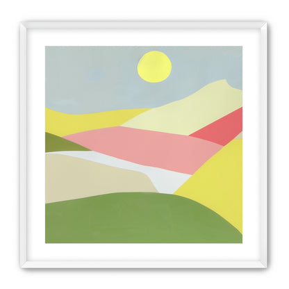 Yellow sun over red fields